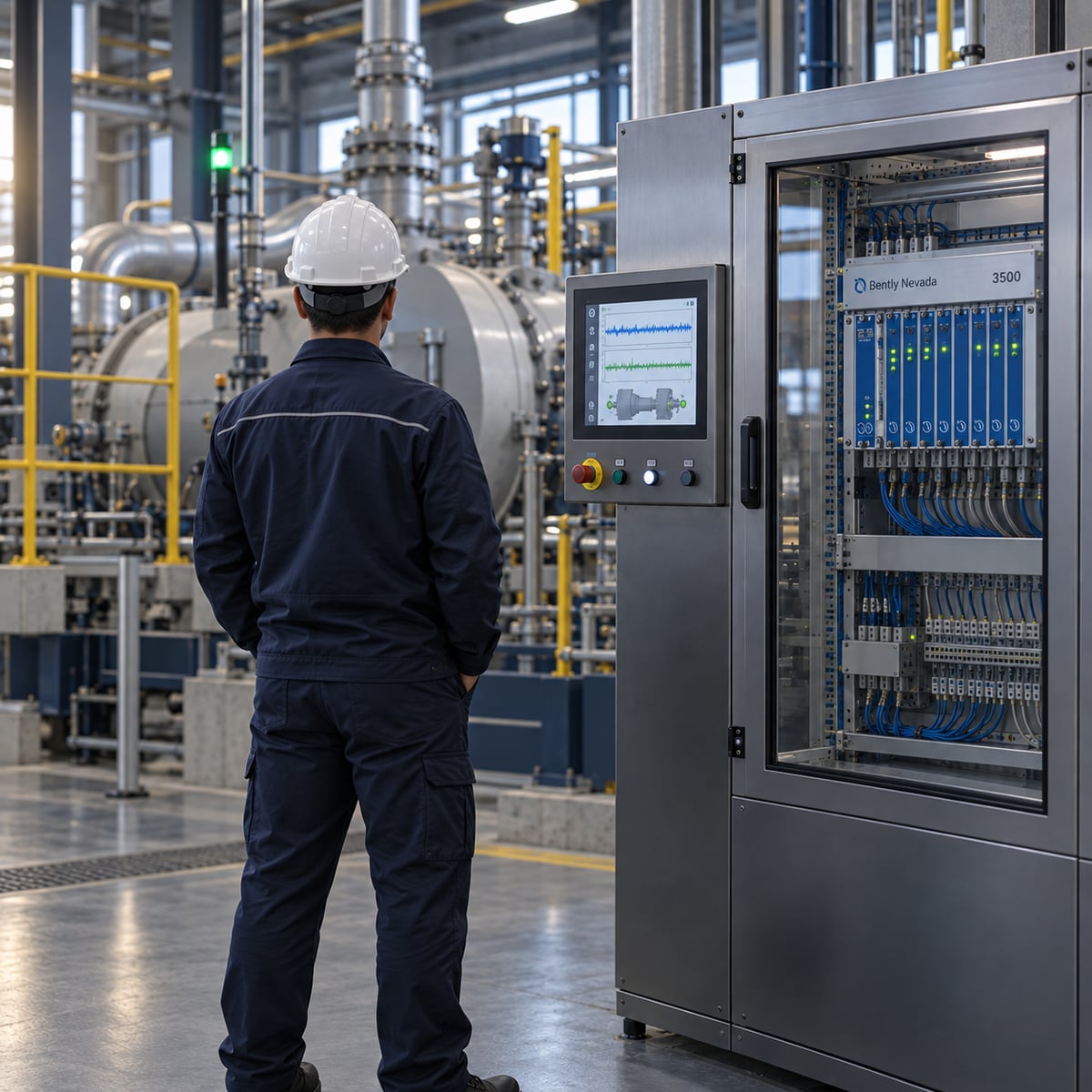 Illustrative factory scene, not a photograph of the GE Mark and ICS customer, supplied units or restored production.