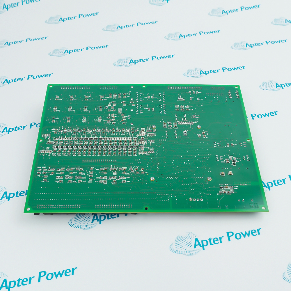 Solder side of the IS210MVRAH2A board showing bare green laminate and routed traces