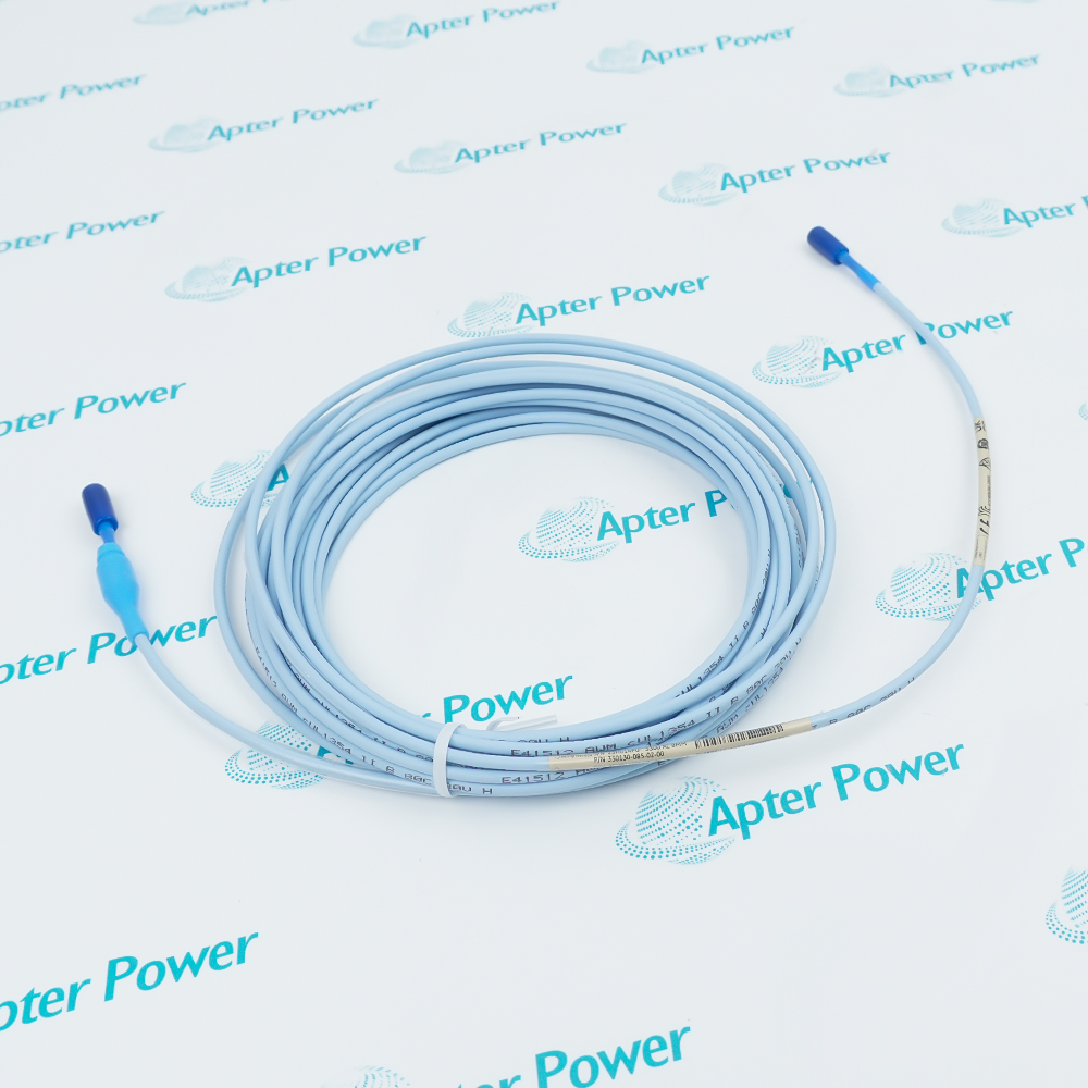 Bently Nevada 330130-085-02-00 Standard Extension Cable, threaded stainless steel probe barrel with light blue fluoropolymer cable