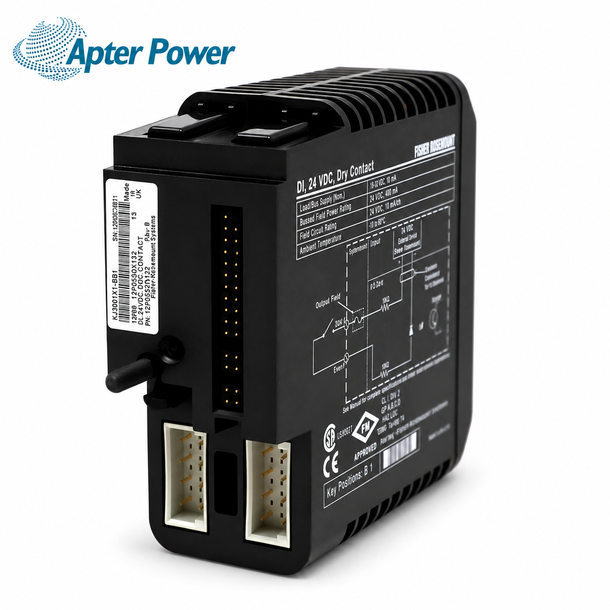 Emerson KJ3001X1-BB1 12P0550X132 module identification example with Apter Power logo