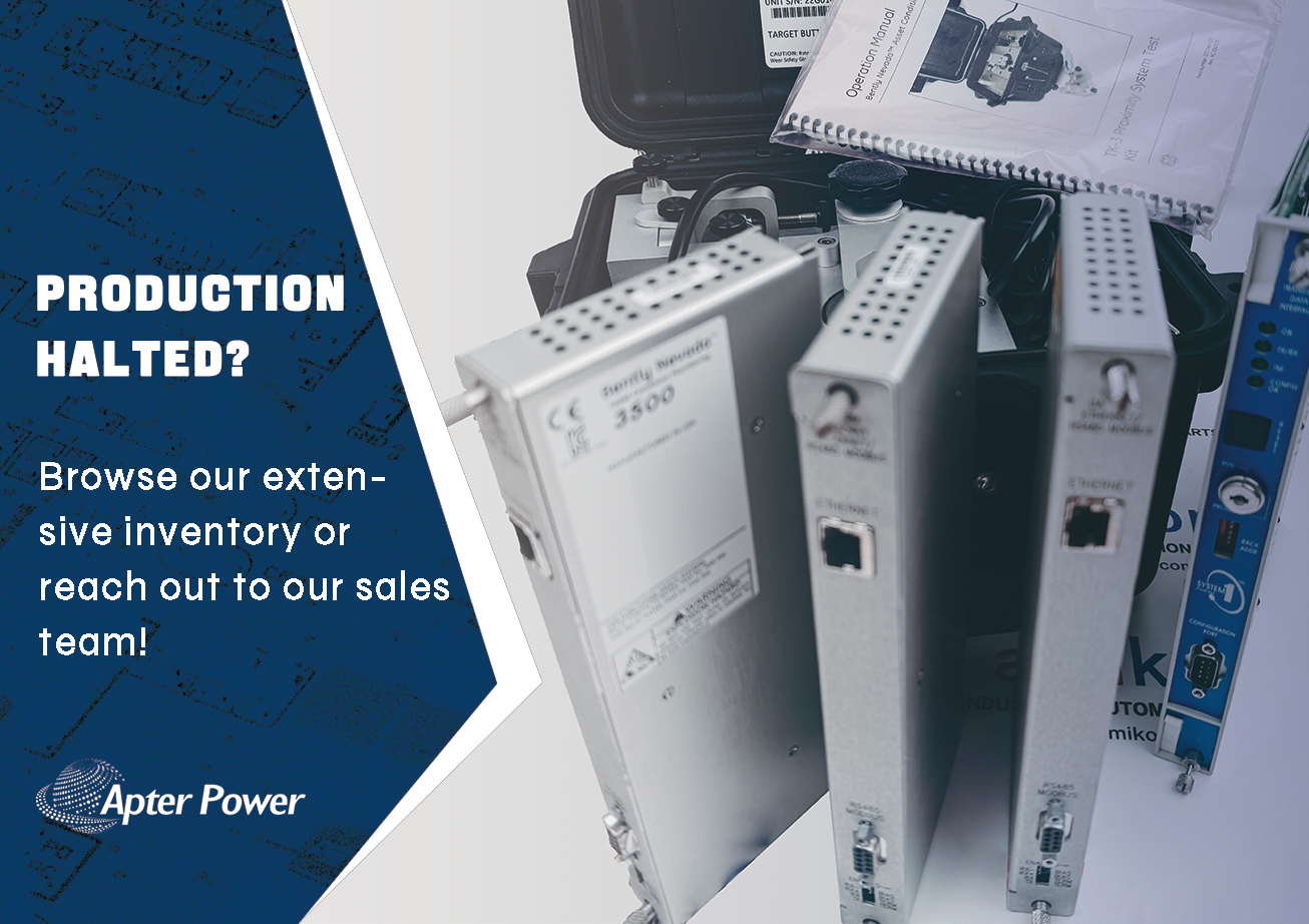 A set of industrial control parts including metal modules and manuals displayed in an open case