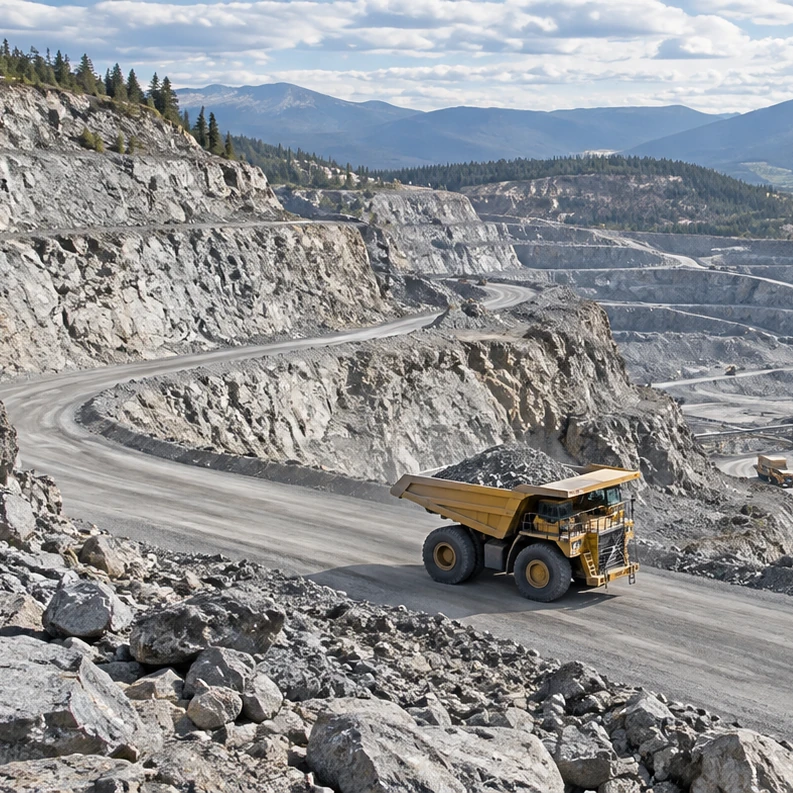 Illustrative open-pit mining and conveyor operation