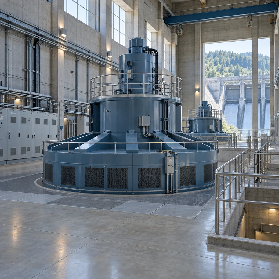 Illustrative hydroelectric generator hall