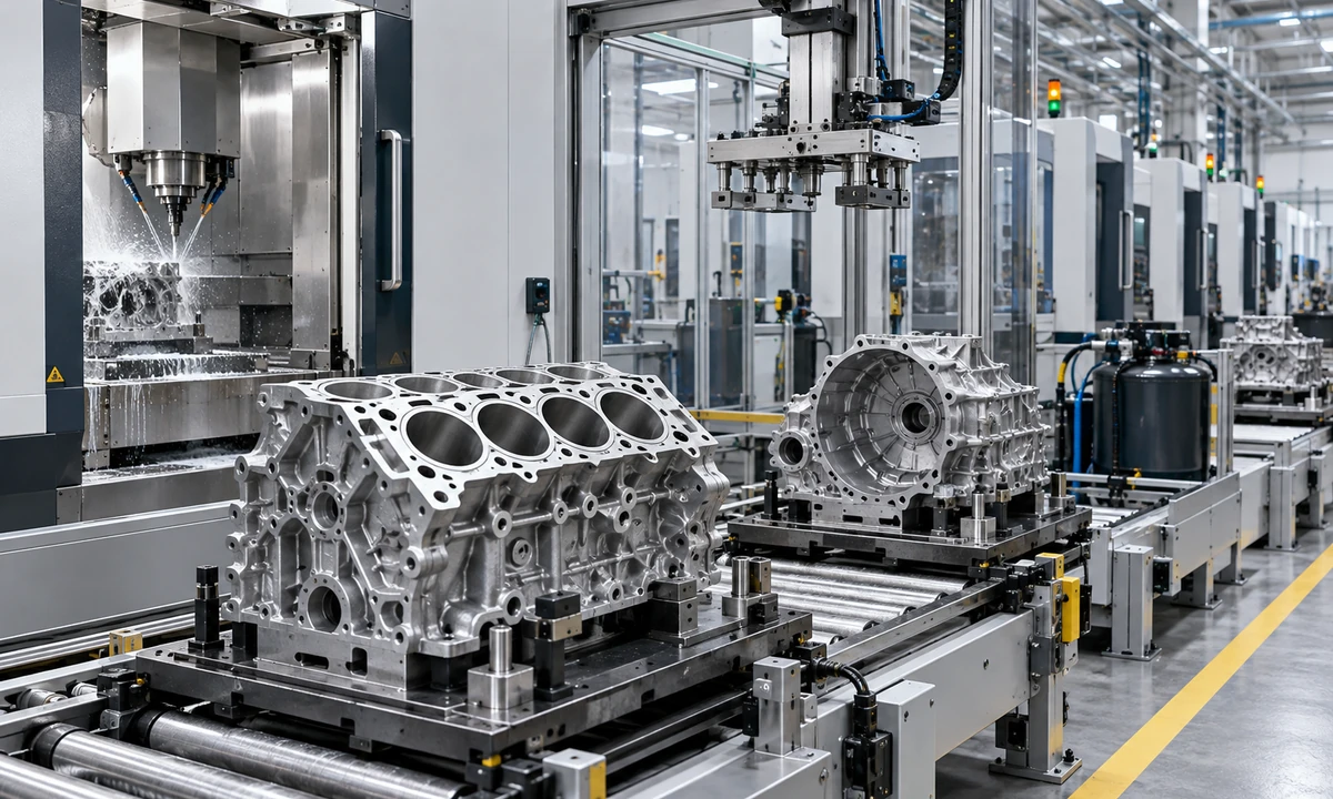 Illustrative automotive powertrain machining line