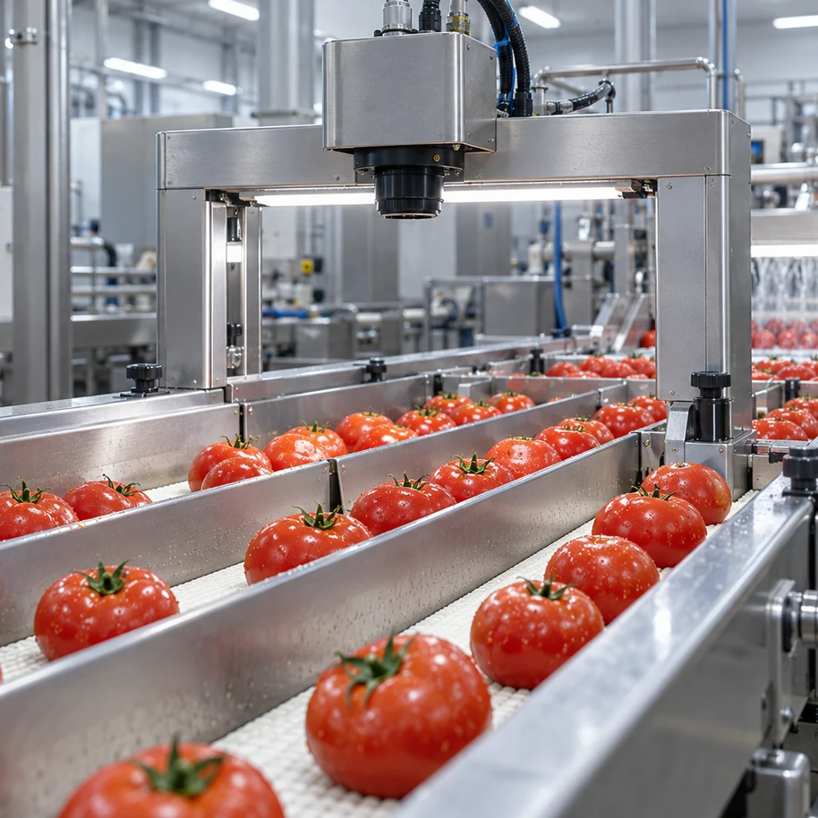 Illustrative stainless-steel food sorting line