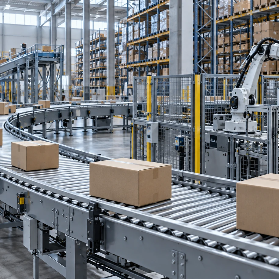 Illustrative distribution centre conveyor system