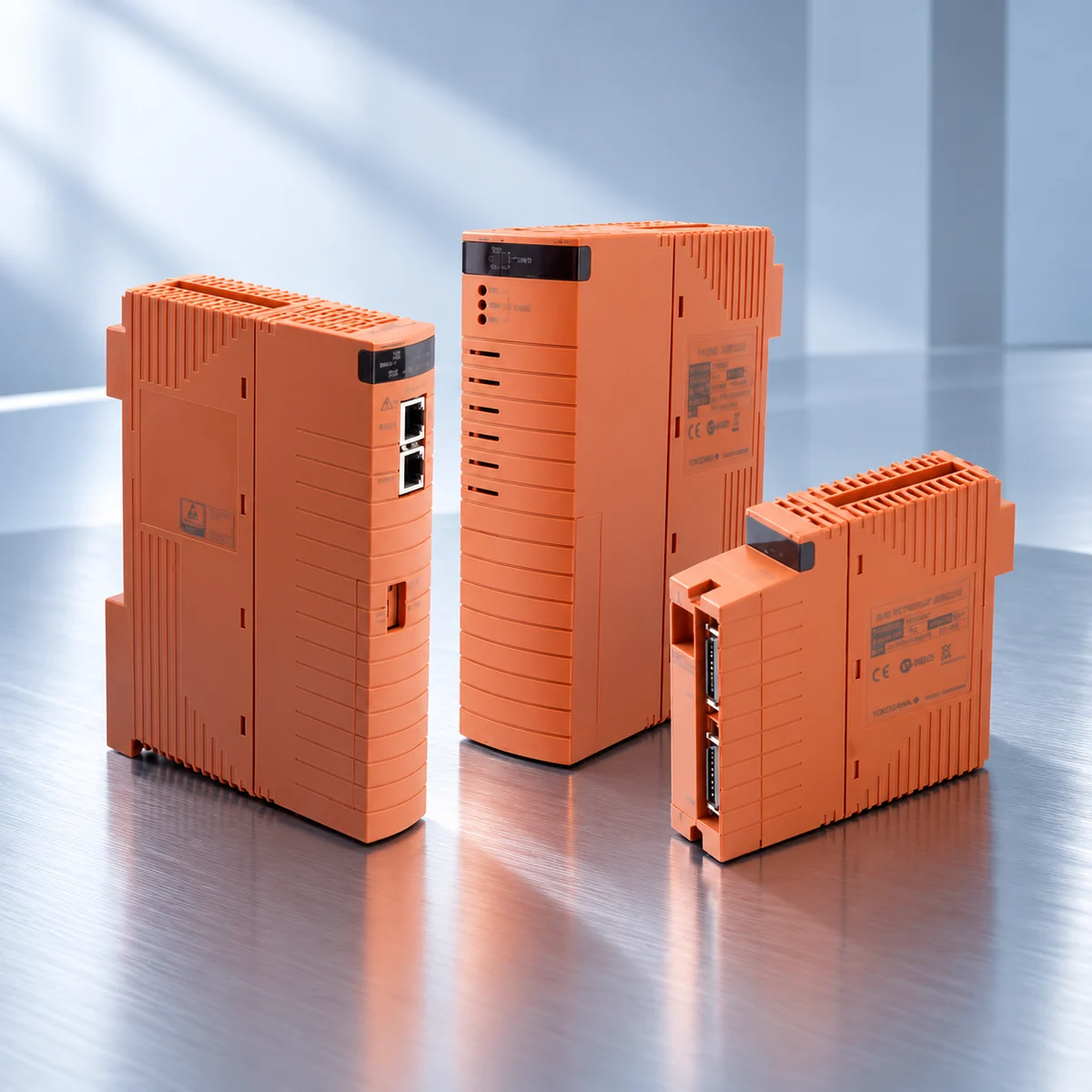 Studio illustration based on the supplied orange Yokogawa ProSafe-RS module photographs
